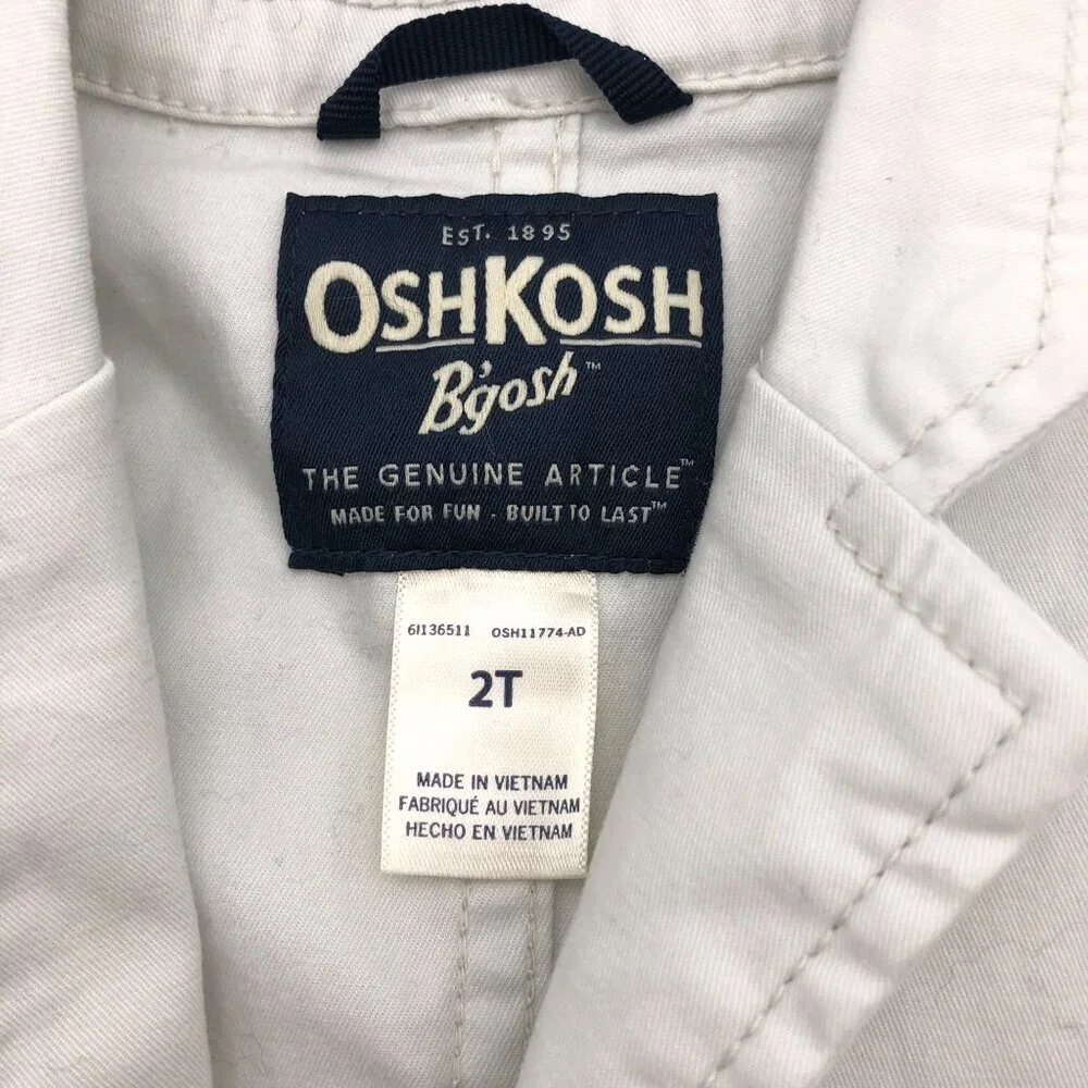 Oshkosh B'gosh Boys 2T White Denim Blazer Jacket Lightweight Cotton Blend‎